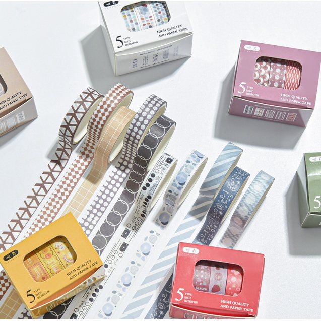 

LIMITLESS BEAUTY Washi Tape SET 5 pc Masking Tape Decoration Scrapbook Diary Daily Planner