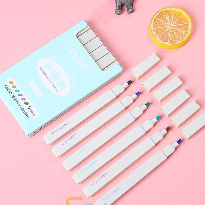 

KI3 6PCSSet Spidol Highlighter Pastel Colour Pen Journal Marker Pen Alat Tulis Replacement Stabilo pastel 6 colors warnaEG