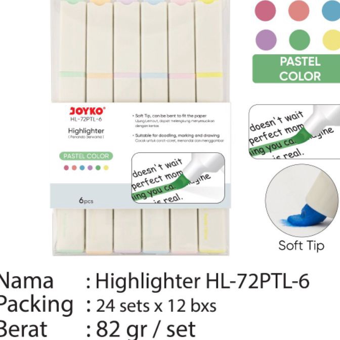 

KF7 highlighter HL72 PTL6 6 warna harga set isi 6