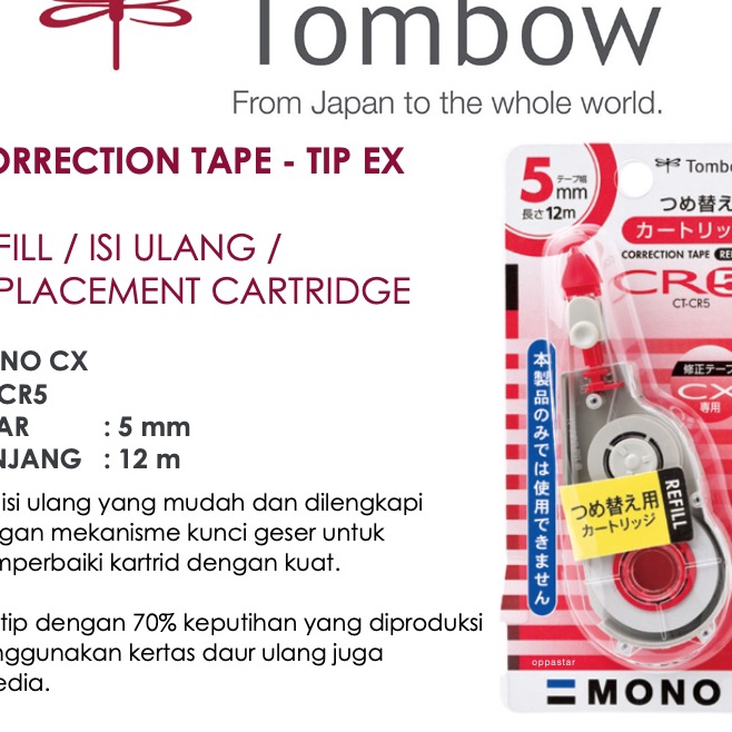 

murah Refill Correction Tape Tombow Mono CTCX CR4 CR5 CR6 Isi ulang Tipex Kertas Tombow