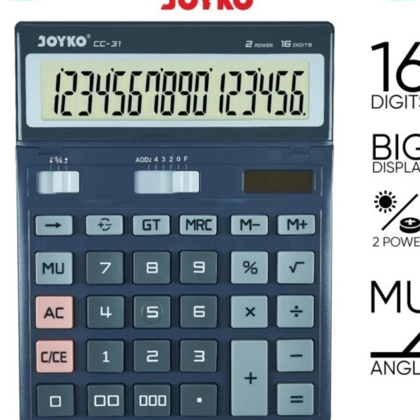 

Pilihan JOYKO CC31 CHECK ULANG 16 Digit CALCULATOR Big LCD Kalkulator CC 31 ORIGINAL