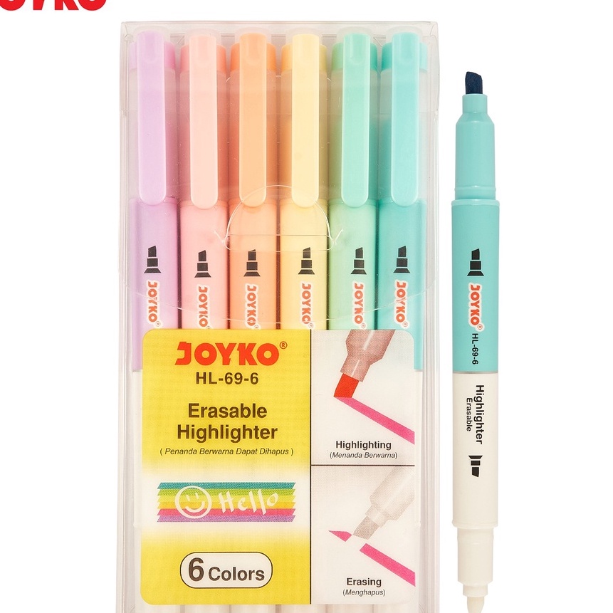 

HJ6 Erasable Highlighter Penanda Dapat Dihapus Joyko HL696