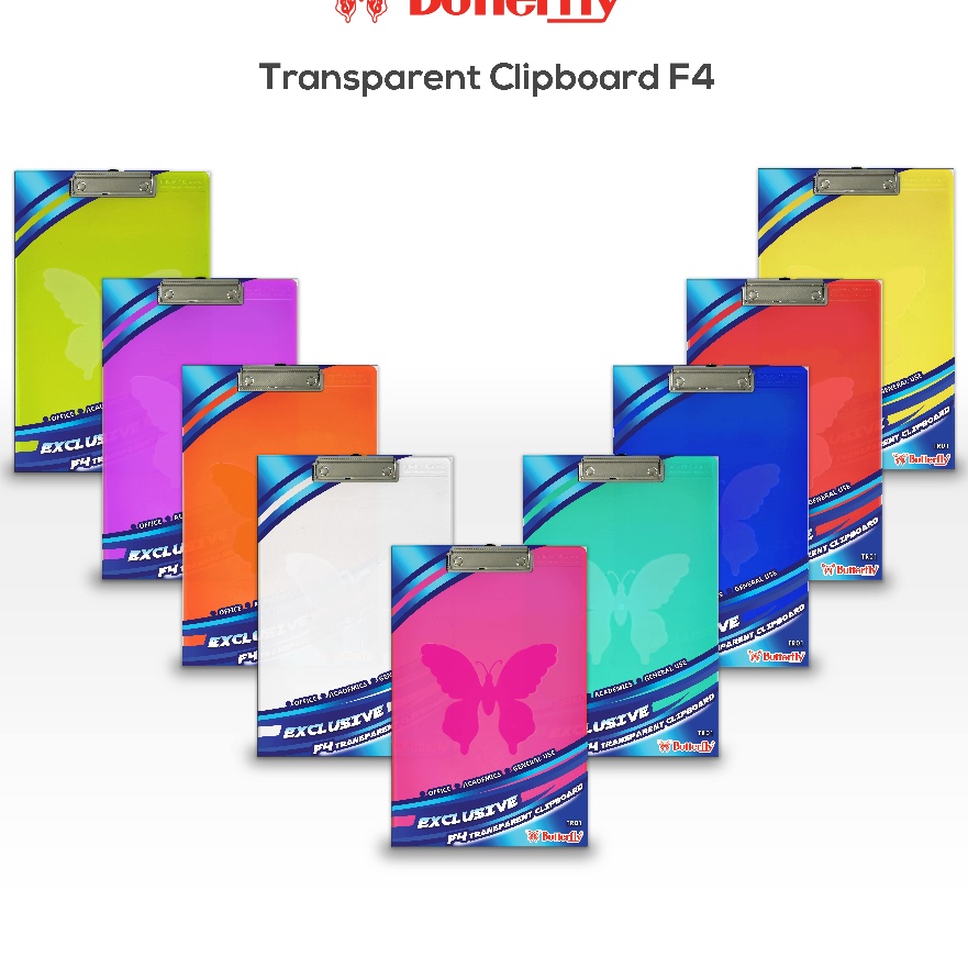 

KI3 Butterfly Clipboard Transparant F4