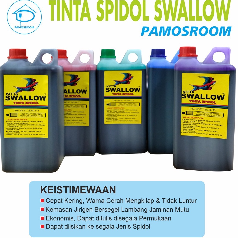 

Super Promo Pamosroom Tinta Spidol Permanent KITTA Swallow Biru Violet Tinta Swallow Original