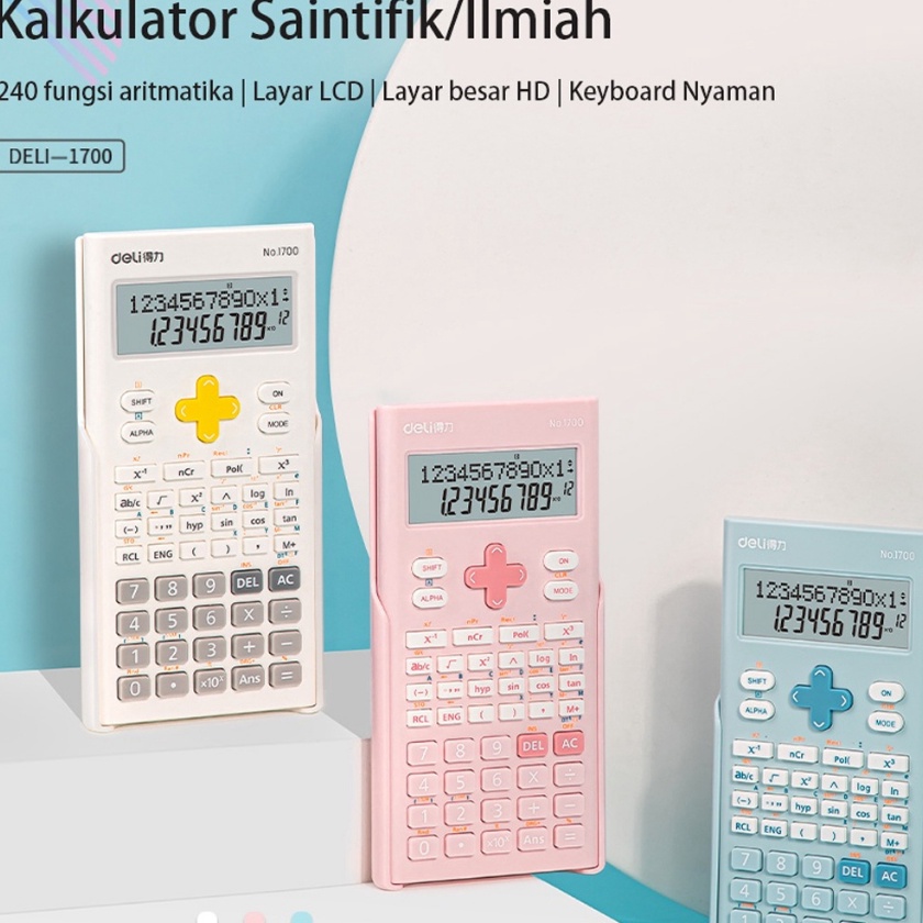 

KI3 DODORY DELI1 Calculator Scientific Kalkulator 24 Fungsi Kalkulasi 3 Warna 17