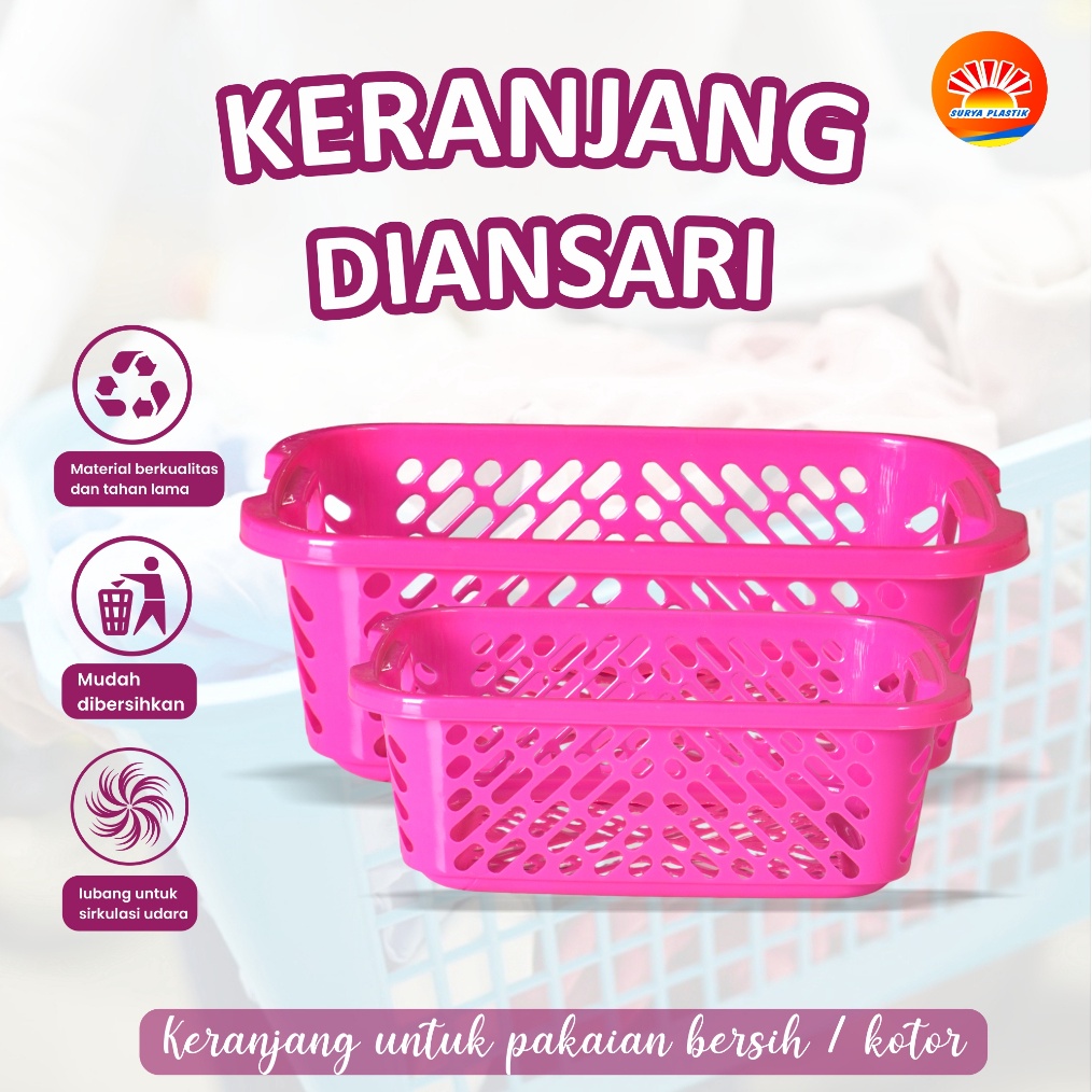PRAKTIS Keranjang pakaian Olivia Keranjang pakaian plastik Keranjang pakaian bersih  Keranjang Pakai