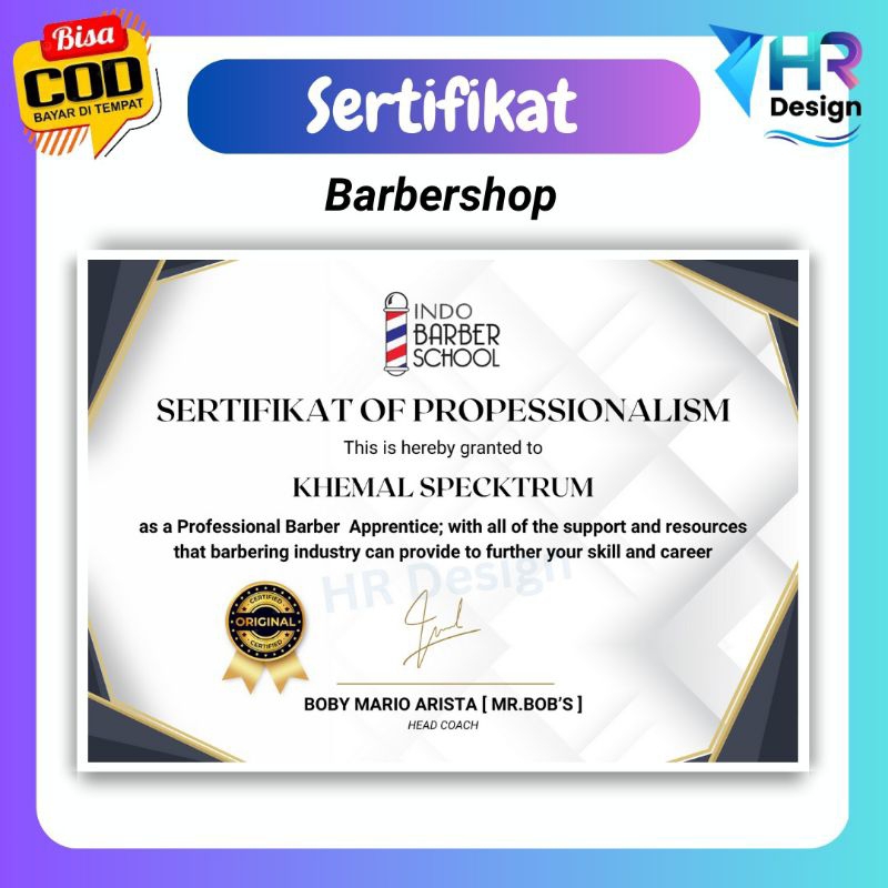 

Cetak Piagam Barbershop Sertifikat Kursus Keterampilan Rambut