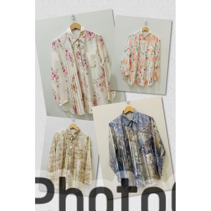 Adisa Official Baju Atasan Kemeja Lipit Lengan Panjang Wanita Bahan TC Premium