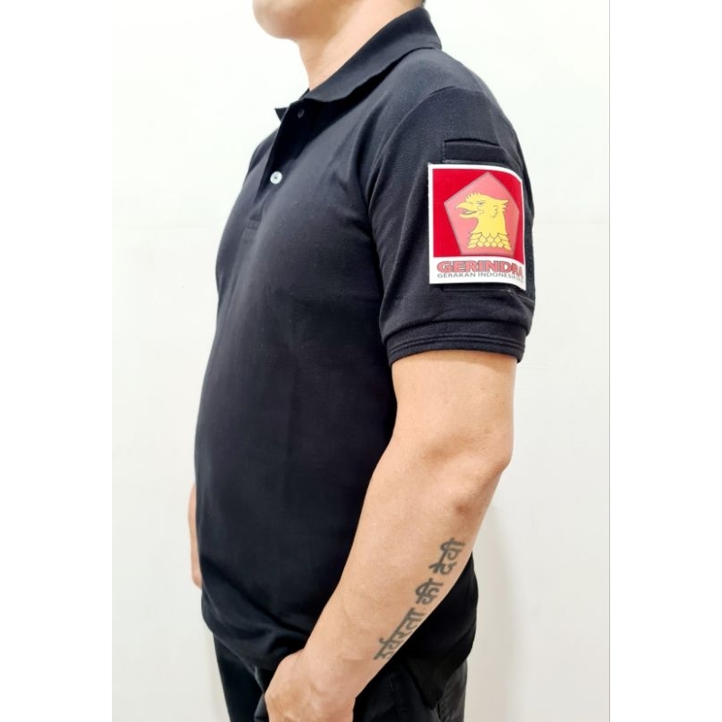 Logo Gerindra Kaos Polo Model PDL Tactical Baju Lengan Pendek Free 3 Emblem Patch Tempelan Velkro