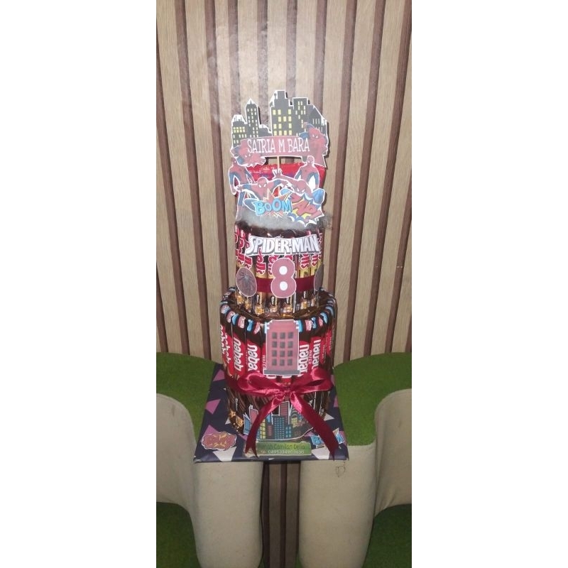 

Snack tower Spiderman 2 tingkat free paking