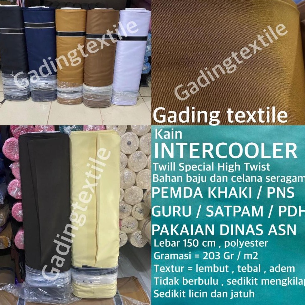 Mdel Terkni  per setengah meter  kain twill high twist INTERCOOLER lebar 15 cm bahan baju kemeja cel