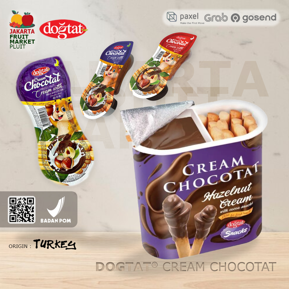 

DOGTAT CREAM CHOCOTAT BLUE HAZELNUT CREAM W/ COCOA, MILK & STICKS snack cemilan haweek import Turkey