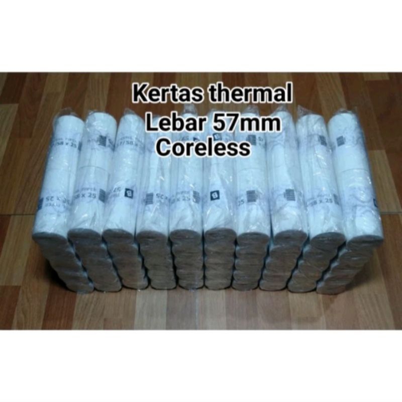 

KERTAS THERMAL 10 ROLL 57 x 25 | 58 x 25 CORELESS UNTUK PRINTER 58MM BLUETOOTH STRUK KASIR KUALITAS TERBAIK