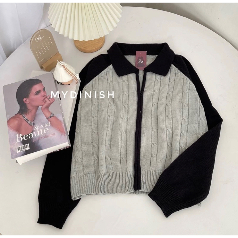 Cardigan Wanita Polo- Rajut 2 Gradasi