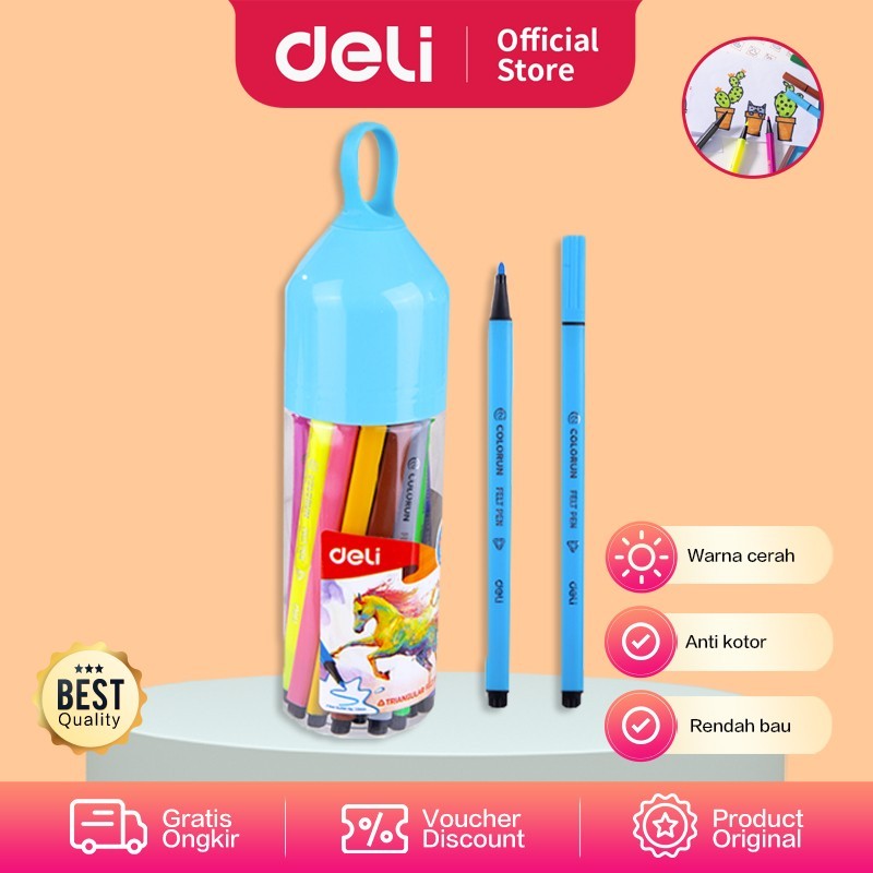 

SPIDOL WARNA DELI FELT PEN WASHABLE MEWARNAI
