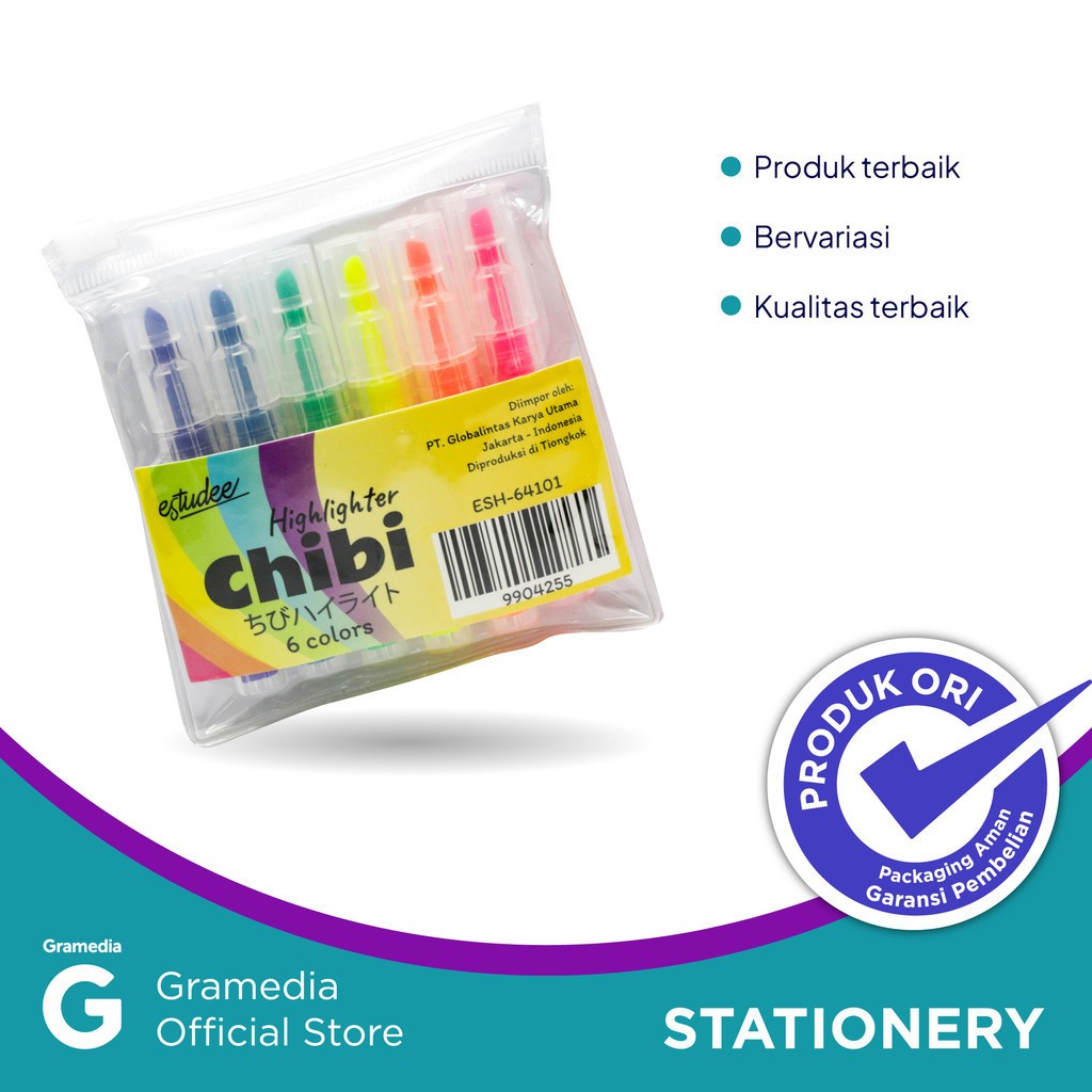 

Gramedia Supratman | Estudee Chibi Highlighter Set/6Color Esh-64101