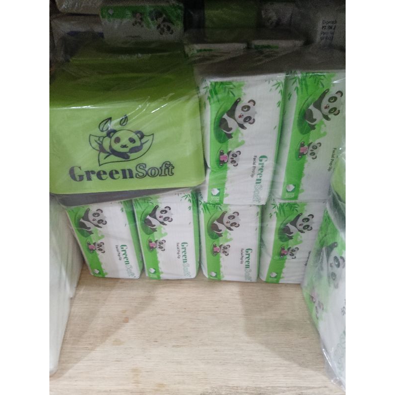 Tissue Facial Pop Up Green Soft (6 Pcs + Bonus Kotak)