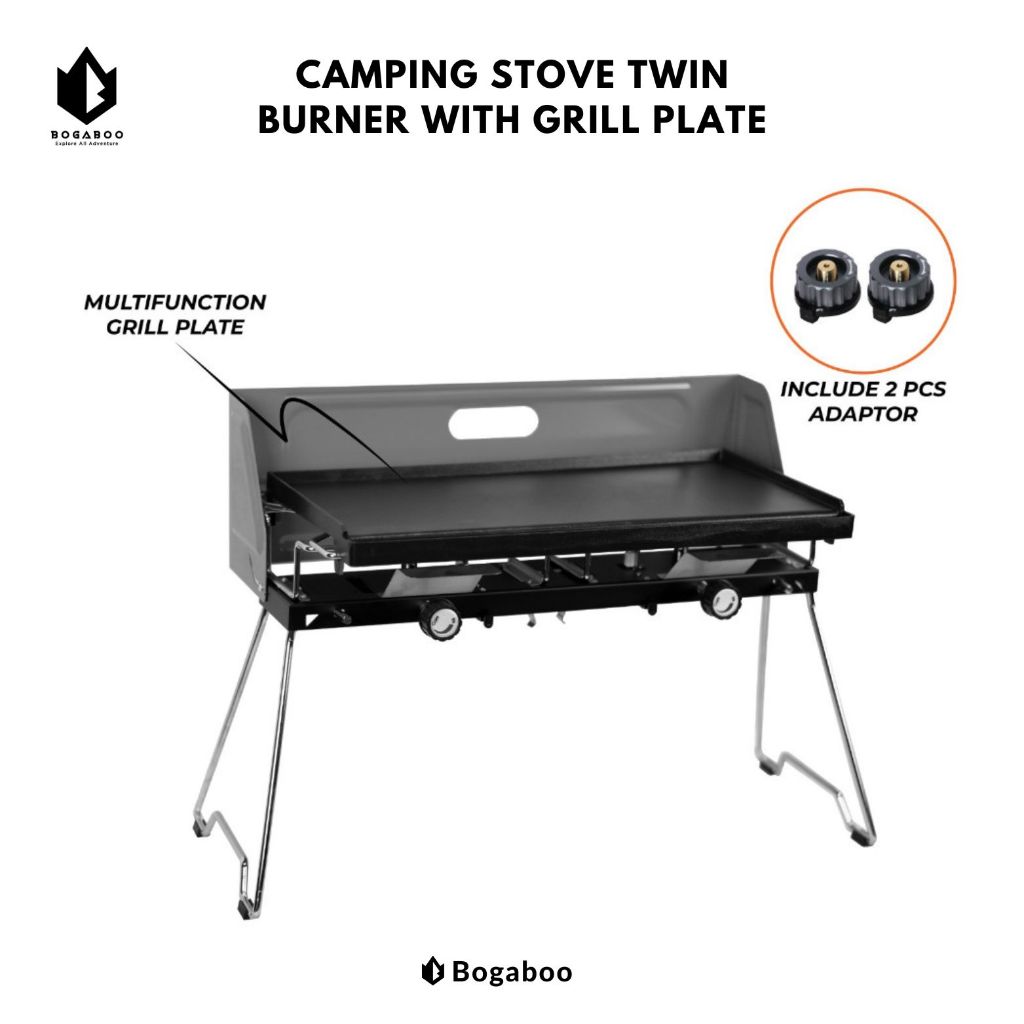 BISA COD Kompor Camping Dhaulagiri Twin Burner With Grill Plate - Kompor Lipat Camping 2 Tungku / Do
