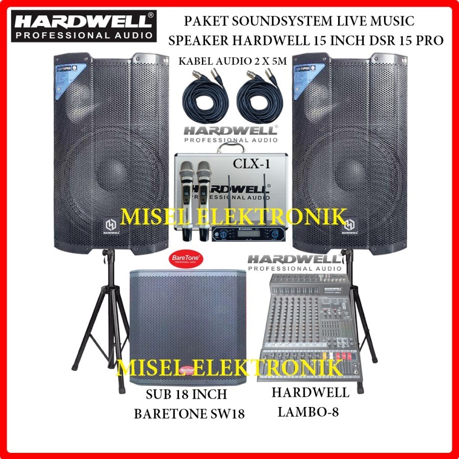 Paket SoundSystem Speaker Aktif 15 Inch Hardwell DSR 15 Pro SubWoofer