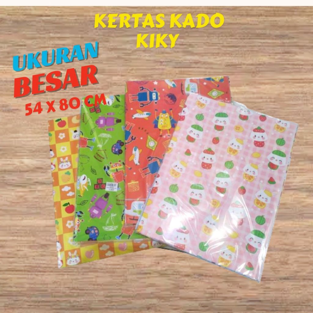 

Kertas Kado KIKY Motif Anak ukuran besar Isi 50 lembar
