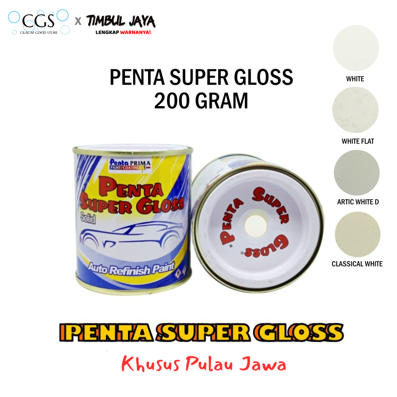 Cat Penta PUTIH PASIR 200 gram - cat penta white - cat putih penta super gloss - cat motor putih - p