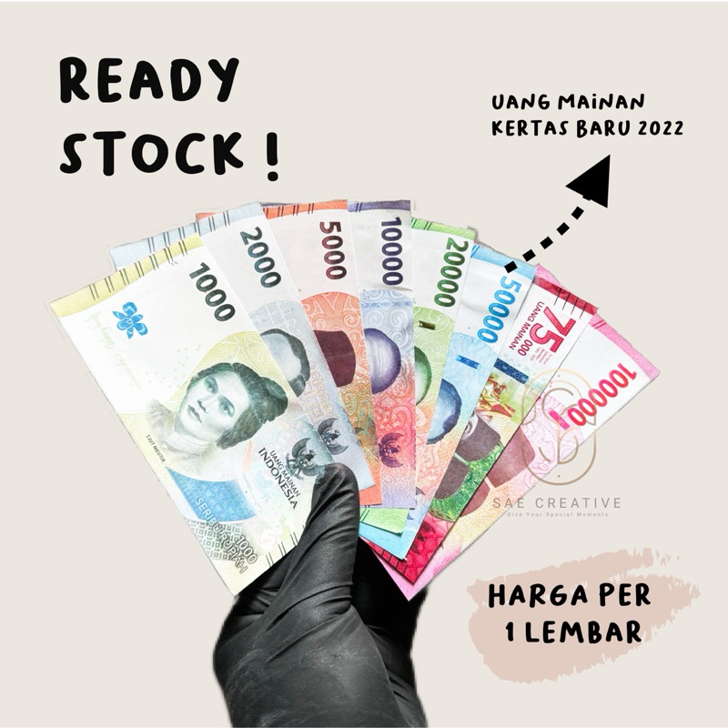 (READY STOK) Uang Mainan Replika Uang Kertas Baru 2022 Dekorasi Mahar Craft - Uang Gulung Mahar - Ua