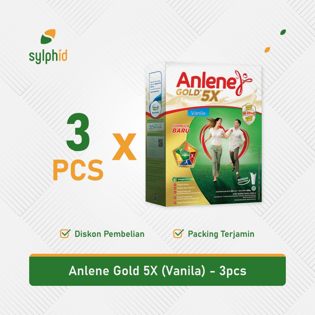 

Anlene Gold 5x Vanilla 850gr / Susu Vanila Dewasa / Tulang Sendi Otot (3 pcs)