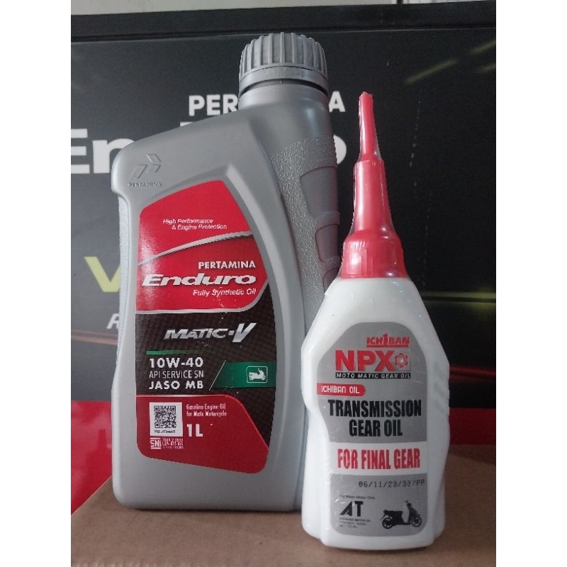 paket oli enduro matic V 1liter +oli gardan oli enduro matic V 10W-40 1 liter