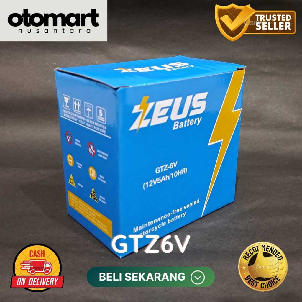 Aki Motor New Honda Scoopy Esp Zeus GTZ6V Premium Quality Aki Kering MF