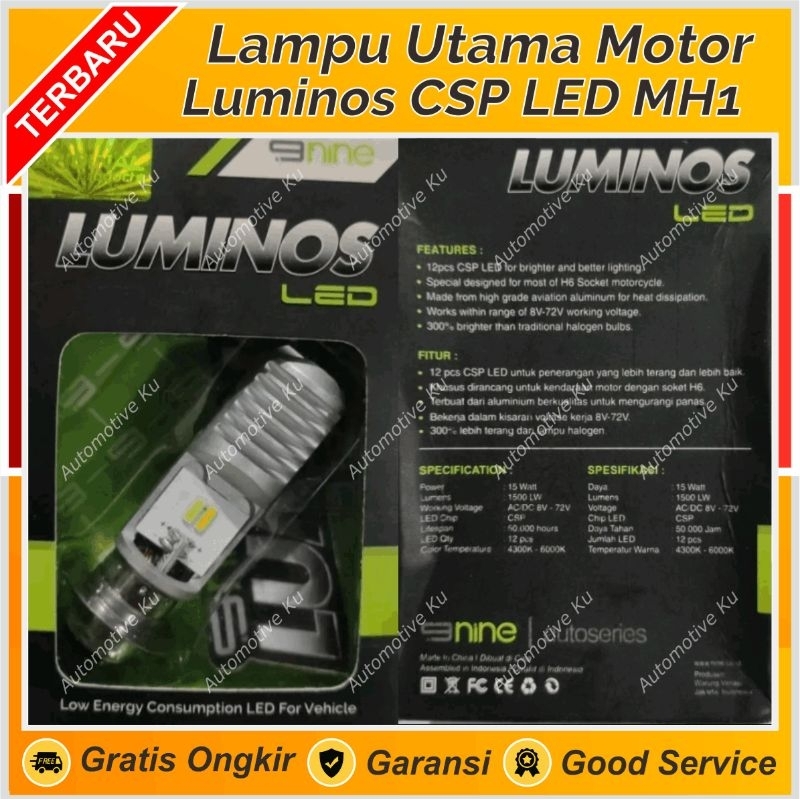 LUMINOS H6 LED MH1 PUTIH KUNING LAMPU UTAMA DEPAN MOTOR BEBEK MATIC SUPRA KHARISMA JUPITER VARIO BEA