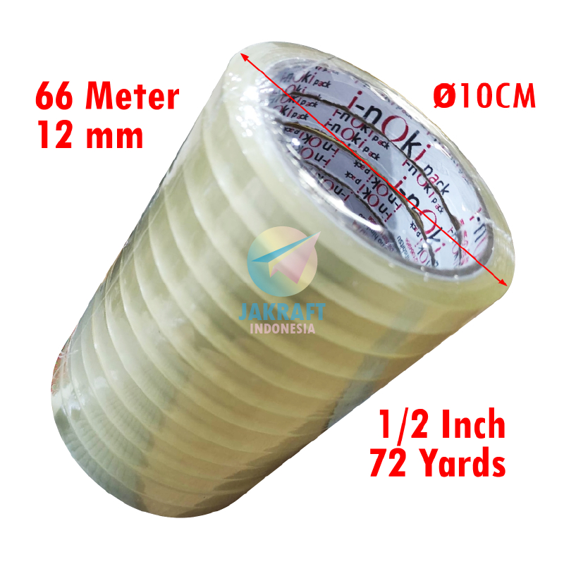 

(12 Roll) GROSIR Isolasi Solatip Lakban Sedang INOKI Adhesive Tape 1/2" Inch 12 mm x 72 Yards i-nOki Pack Setara Daimaru Ekonomis | SLOP