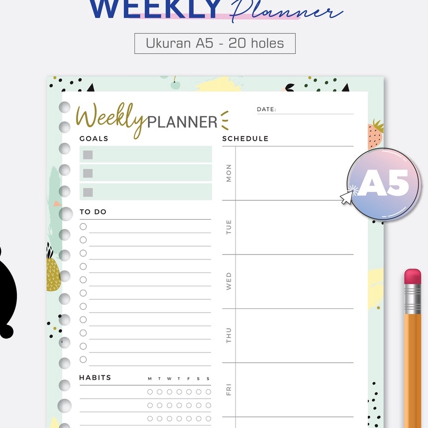

FG2 Bukuqu A5 Loose leaf L213 Weekly Planner Kertas Binder