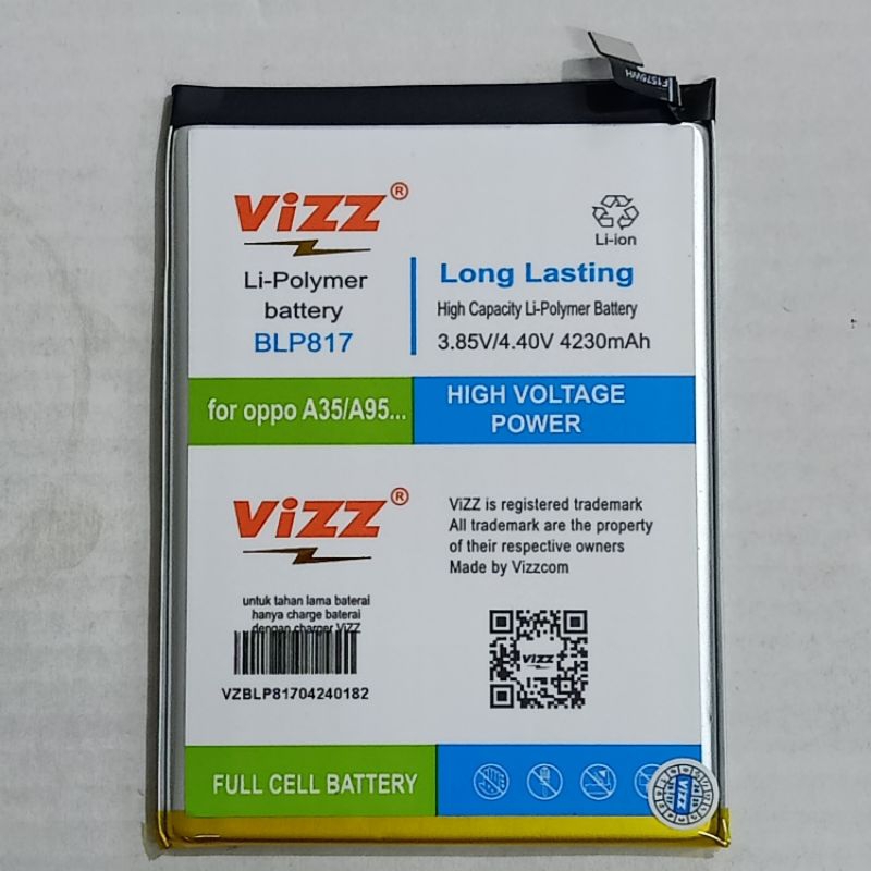 baterai double power baterai vizz blp817 for oppo a11k a15 a15s