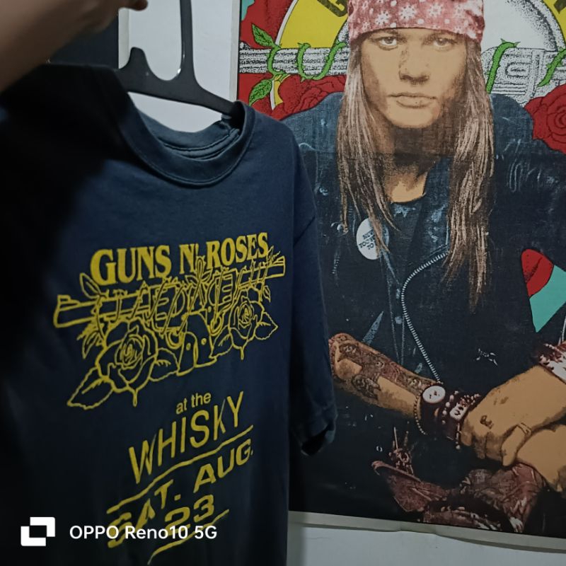 [SECOND] kaos band tag hanes guns n roses VINTAGE ,M