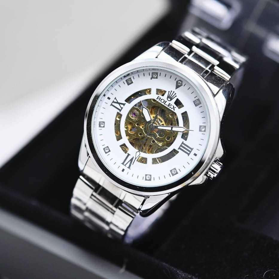 ( BISA COD ) JAM TANGAN PRIA ROLEX RANTAI MESIN AUTOMATIC FREE BOX ROLEX R-2120