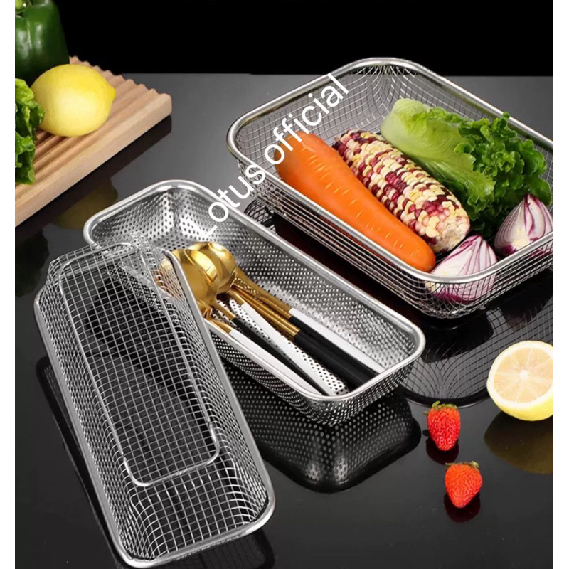 Peniris Gorengan Stainless Anti Karat Keranjang Peniris Sayur Minyak Buah Stainless Anti Karat