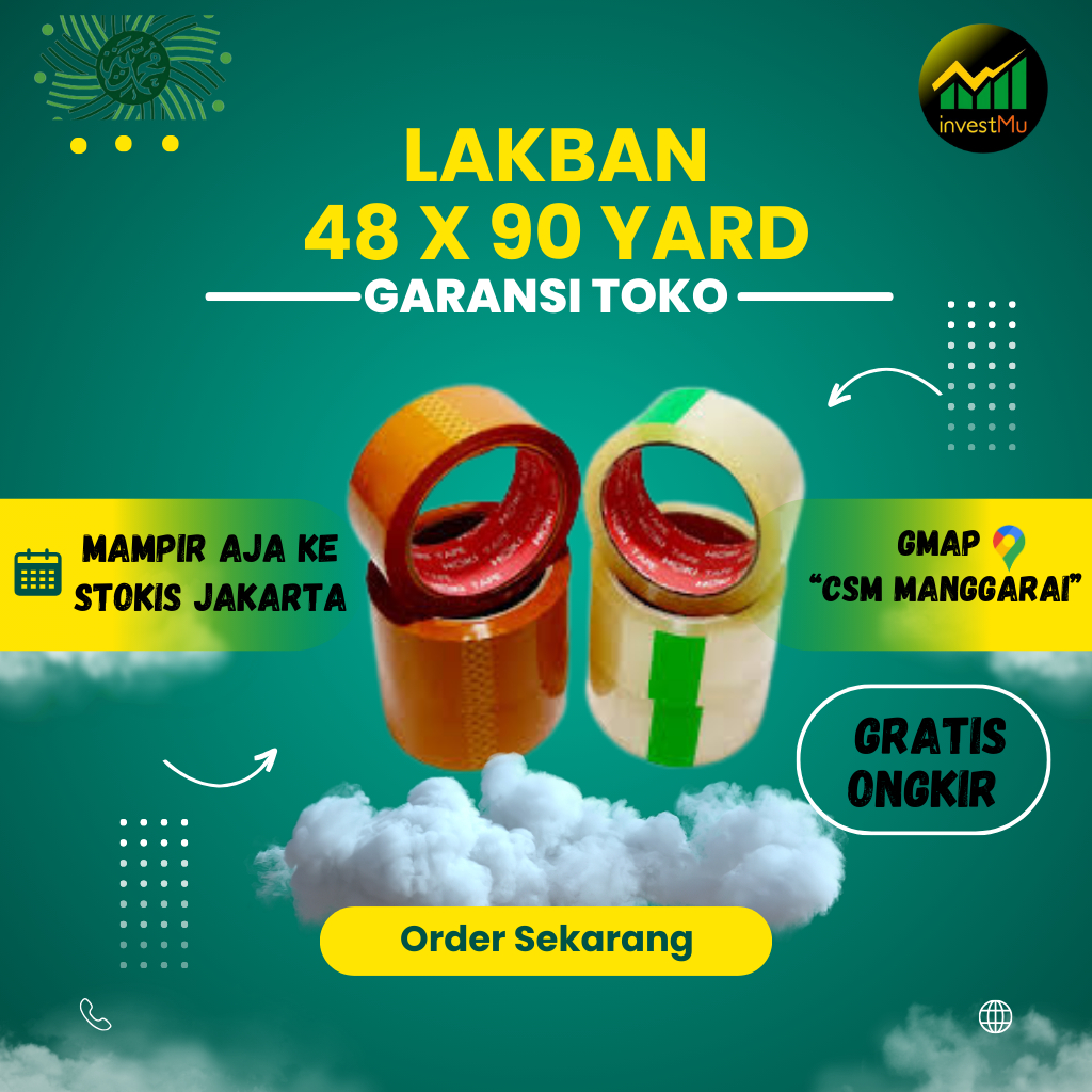 

48mm x 90yard Lakban Bening - Lakban Cokelat Merk HOKI sekelas DAIMARU Berkualitas SUMU