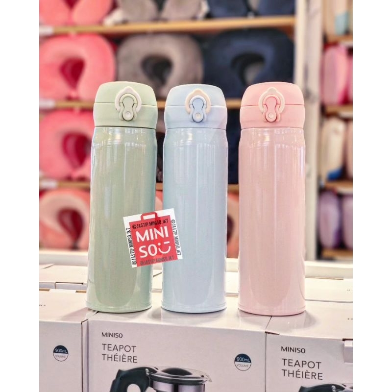 MINISO 🆕 Botol Minum Insulated Termos Tahan Panas / Dingin (420ml) Green / Blue / Pink