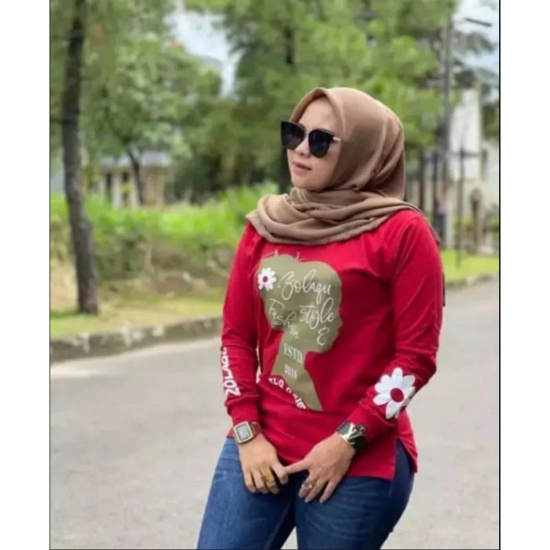 (E1) Atasan wanita kaos zolaqu lengan panjang bahan katun 24s bahan alus nyaman di pakai kemanapun