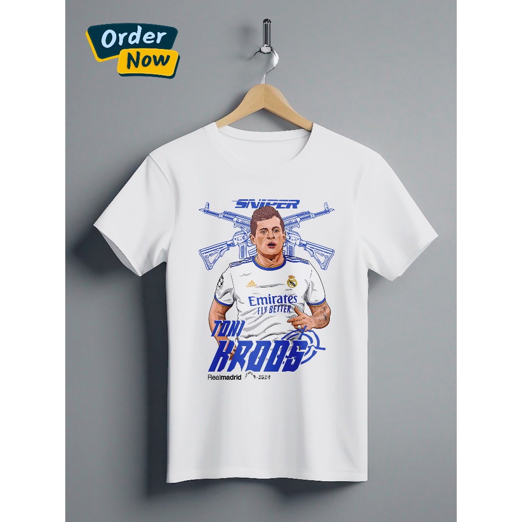 KAOS TONI KROOS SNIPER BAJU REAL MADRID MADRIDISTA T-SHIRT DISTRO SEPAK BOLA PRIA WANITA BAJU JERSEY