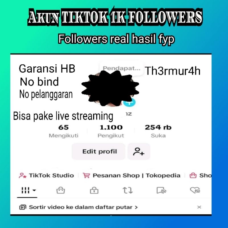 promo akun tiktok followers asli real hasil fyp 1k-10k foll indo