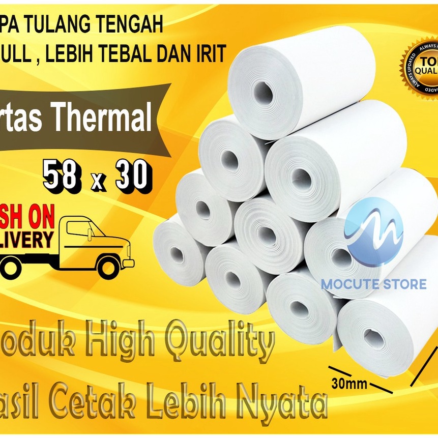 

KP8 Mocute Paket 1 Pack isi 1 Roll Kertas Printer Thermal Kertas Struk kasir 58x3mm