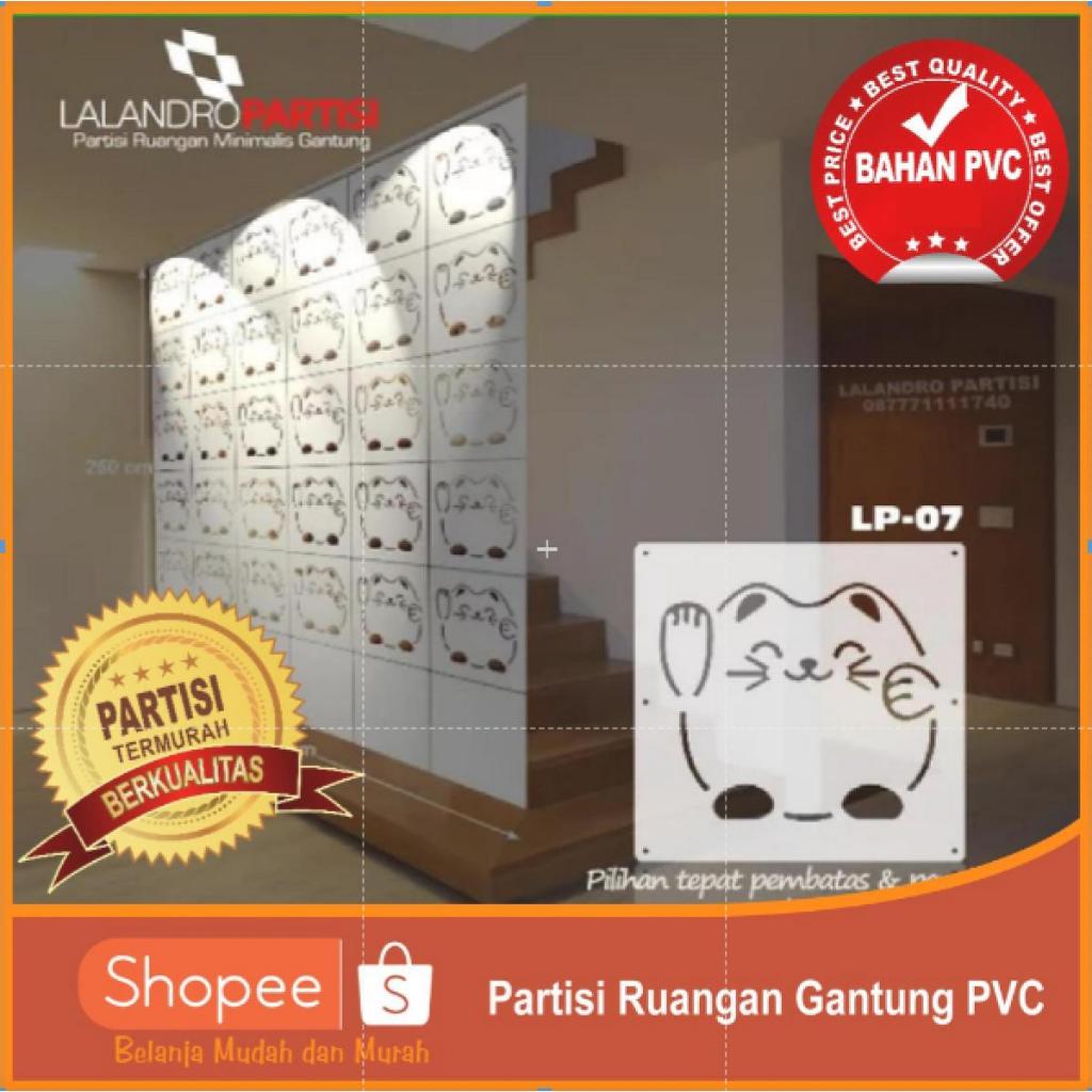 PENYEKAT RUANGAN VINTAGE ANAK LP-07 MOTIF KUCING JEPANG PEMBATAS RUANGAN VINTAGE DINDING  PVC Putih 