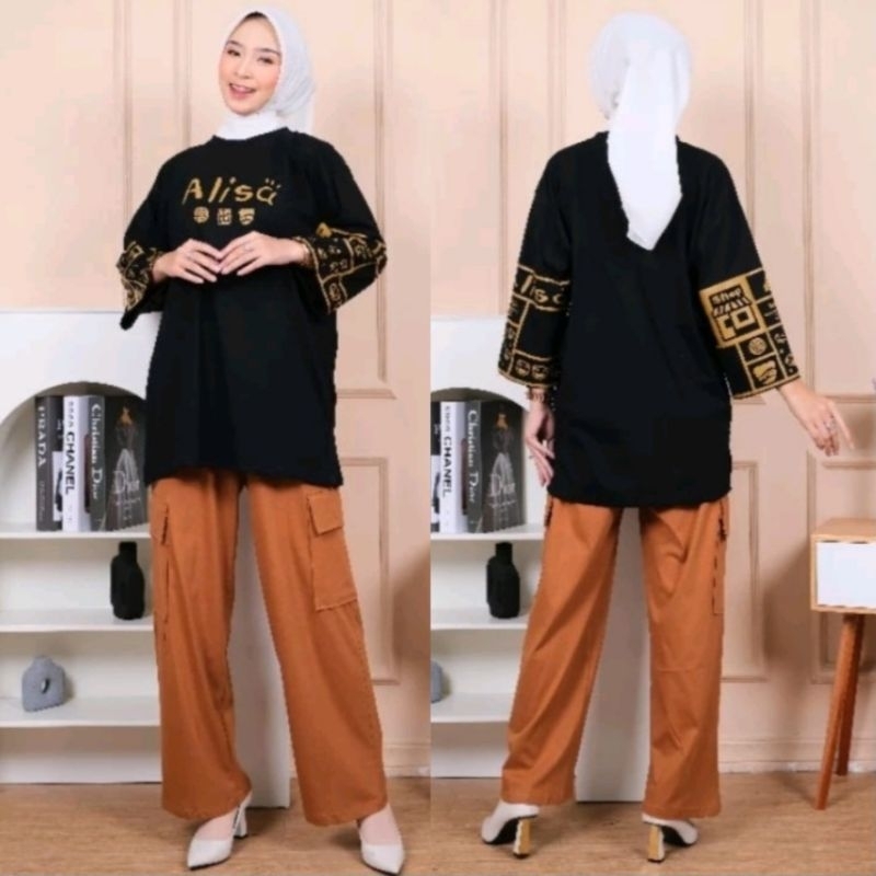 ONE SET WANITA TERBARU | SETELAN WANITA KEKINIAN | SETELAN KAOS OVERSIZE WANITA BAHAN KOMBETH 20S PR