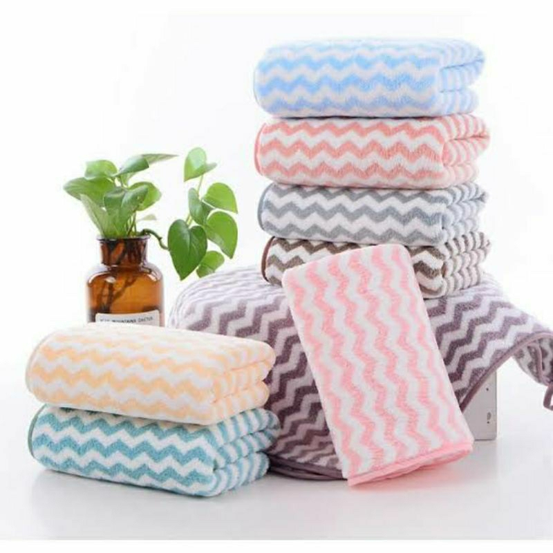 Handuk Mandi Zigzag / Handuk Pria Wanita Dewasa / Handuk Towel Bahan Microfiber | Pojok Elok