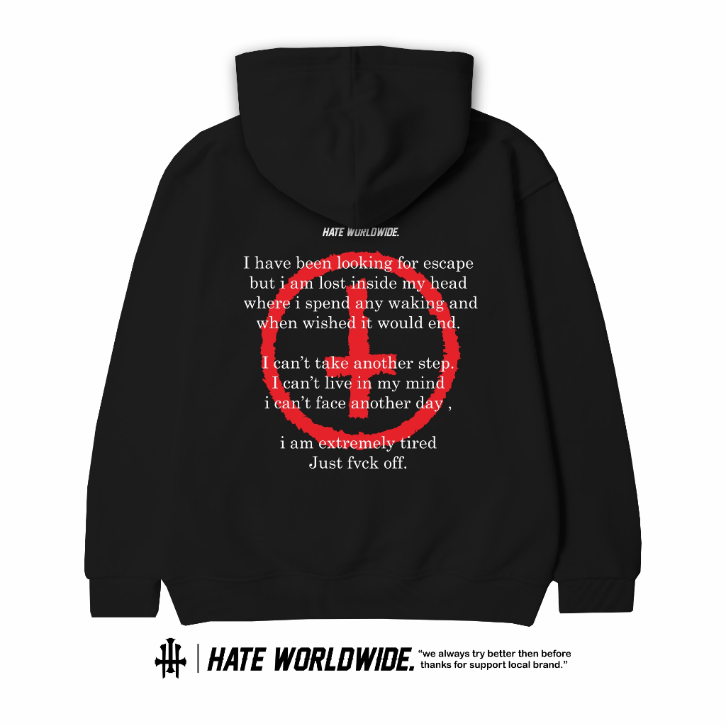 HOODIE HATE WORLDWIDE 666 BLACK Jaket pria wanita clothing brand jaket band jaket