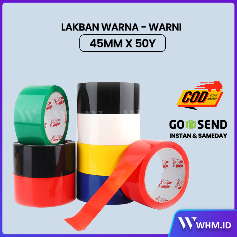 Lakban Plastik Warna-warni 45mm x 50Y / Isolasi Perekat Kuat Serbaguna