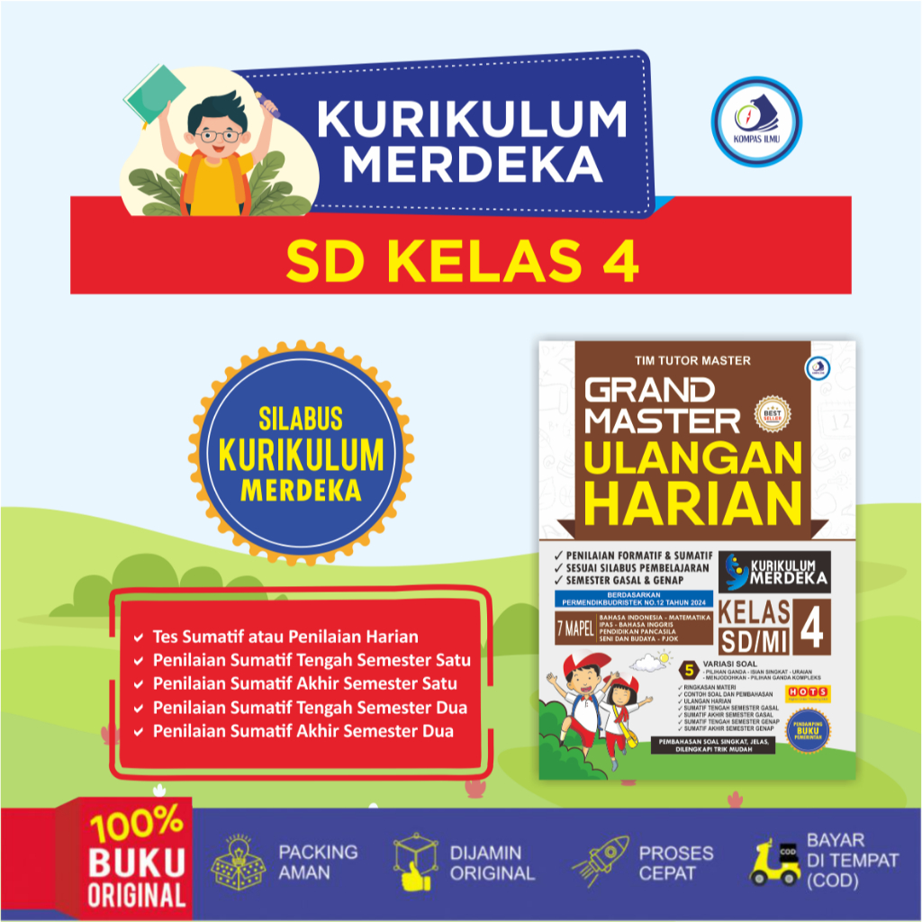 Buku Ulangan Harian Kurikulum Merdeka SD | Grand Master UH SD Kelas 4 Penilaian Formatif Sumatif
