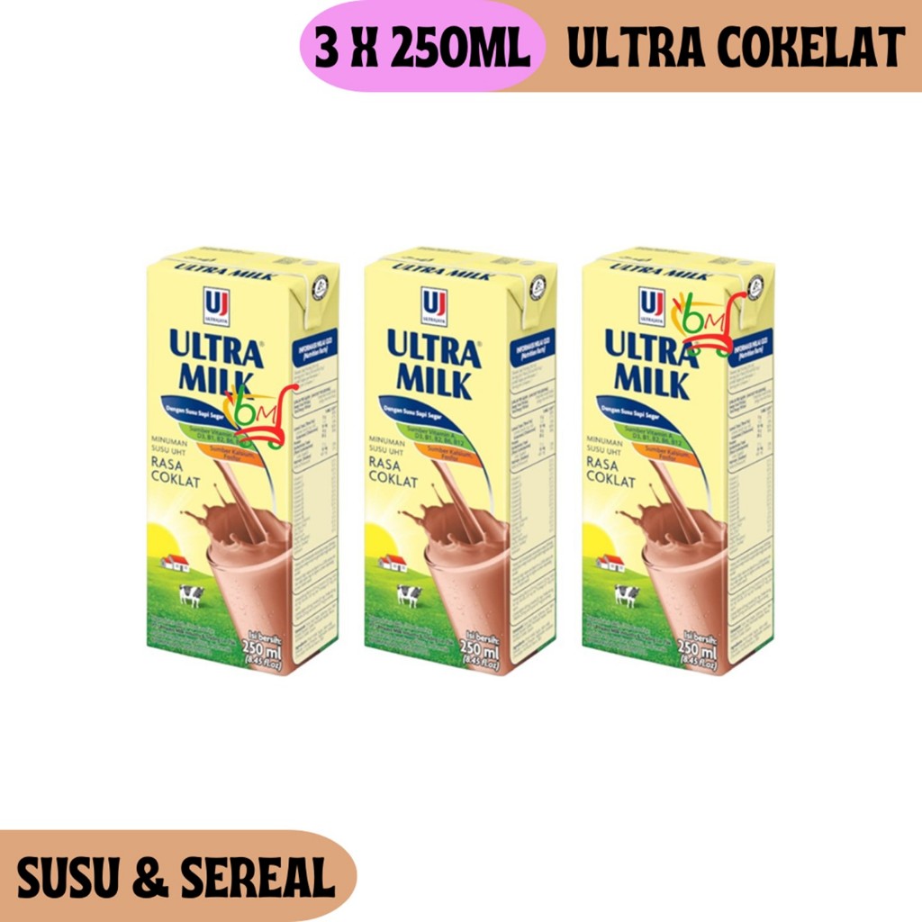 

3PCS Ultra Cokelat Susu UHT Ultra Milk 250ml