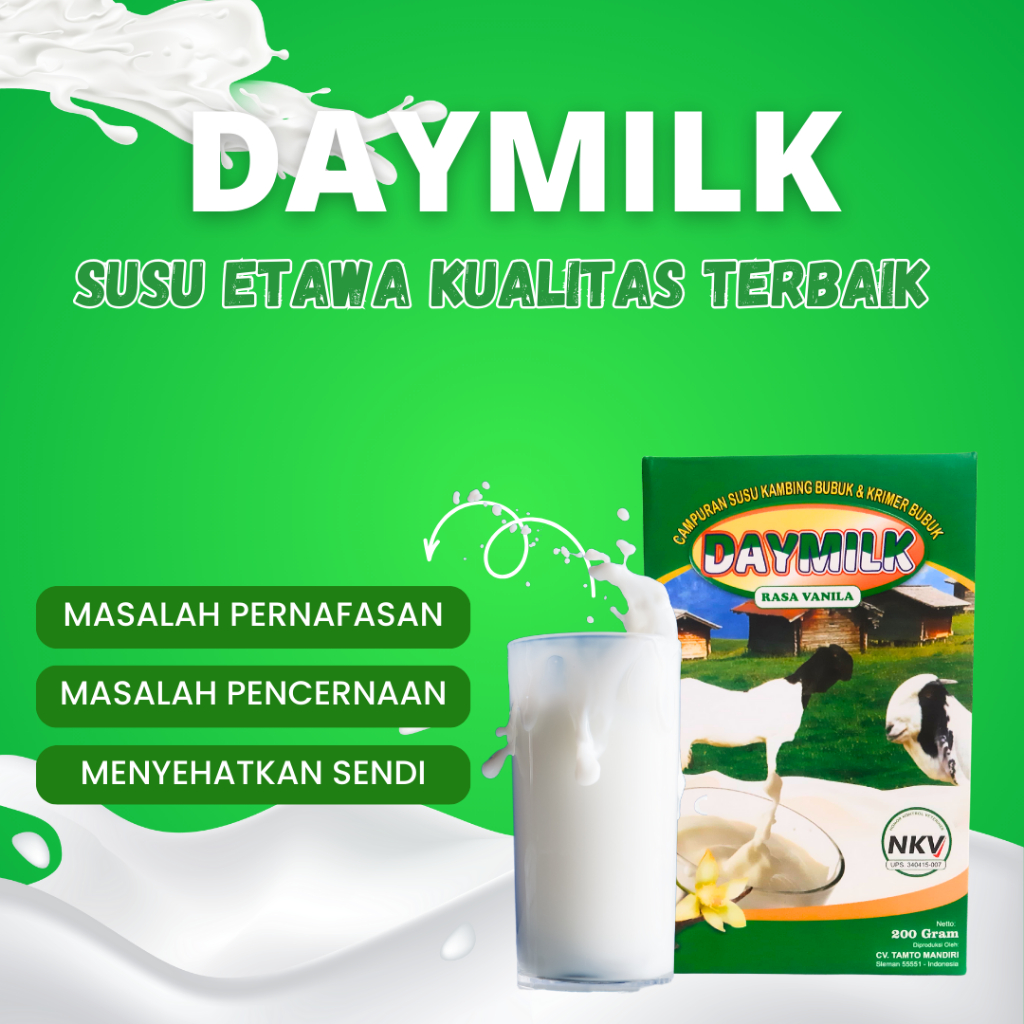 

DAYMILK Susu Kambing Etawa Bubuk Rasa Vanila. Bantu Atasi Masalah Persendian dan Pernafasan